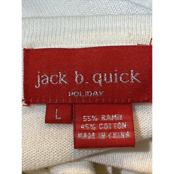 Jack B. Quick Holiday Beaded Poinsettia Appliqued Christmas Sweater Womens L - Picture 10 of 10